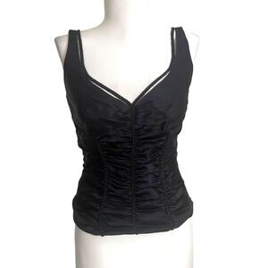 Vintage Elie Tahari Black Silk Bustier Tank Top S Witchy Goth Mob Wife Coquette